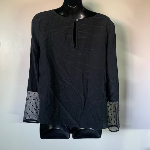Aritzia Wilfred 100% Silk Long Sleeve Blouse with polka dot lace sleeves - Picture 3 of 4